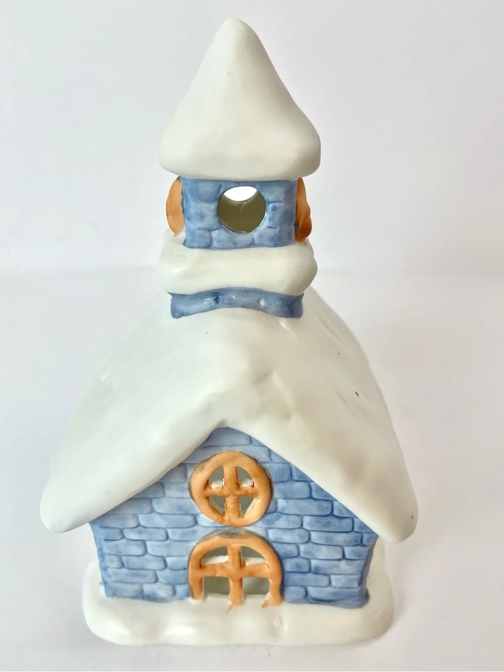 PARTYLITE BLUE CERAMIC TEALITE CHURCH